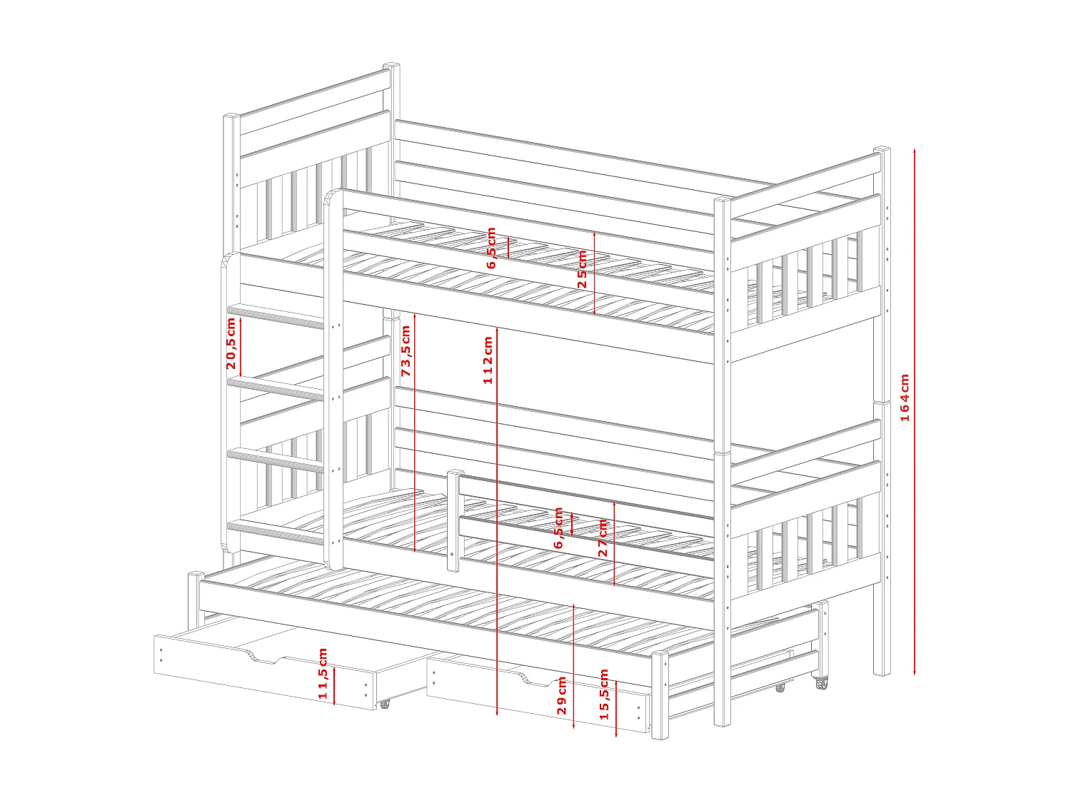 Stapelbed SEWERYN BB004 90x190 cm Grafiet