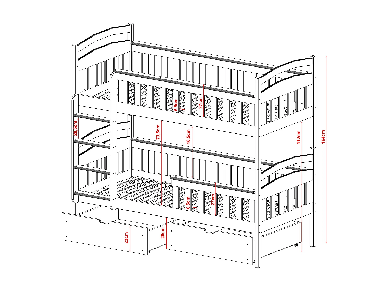 Lits superposés HARRY BB001 80x160 cm Beige