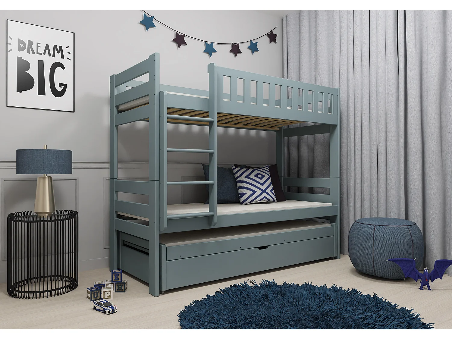 Lits superposés HARVEY BB002 80x180 cm Gris