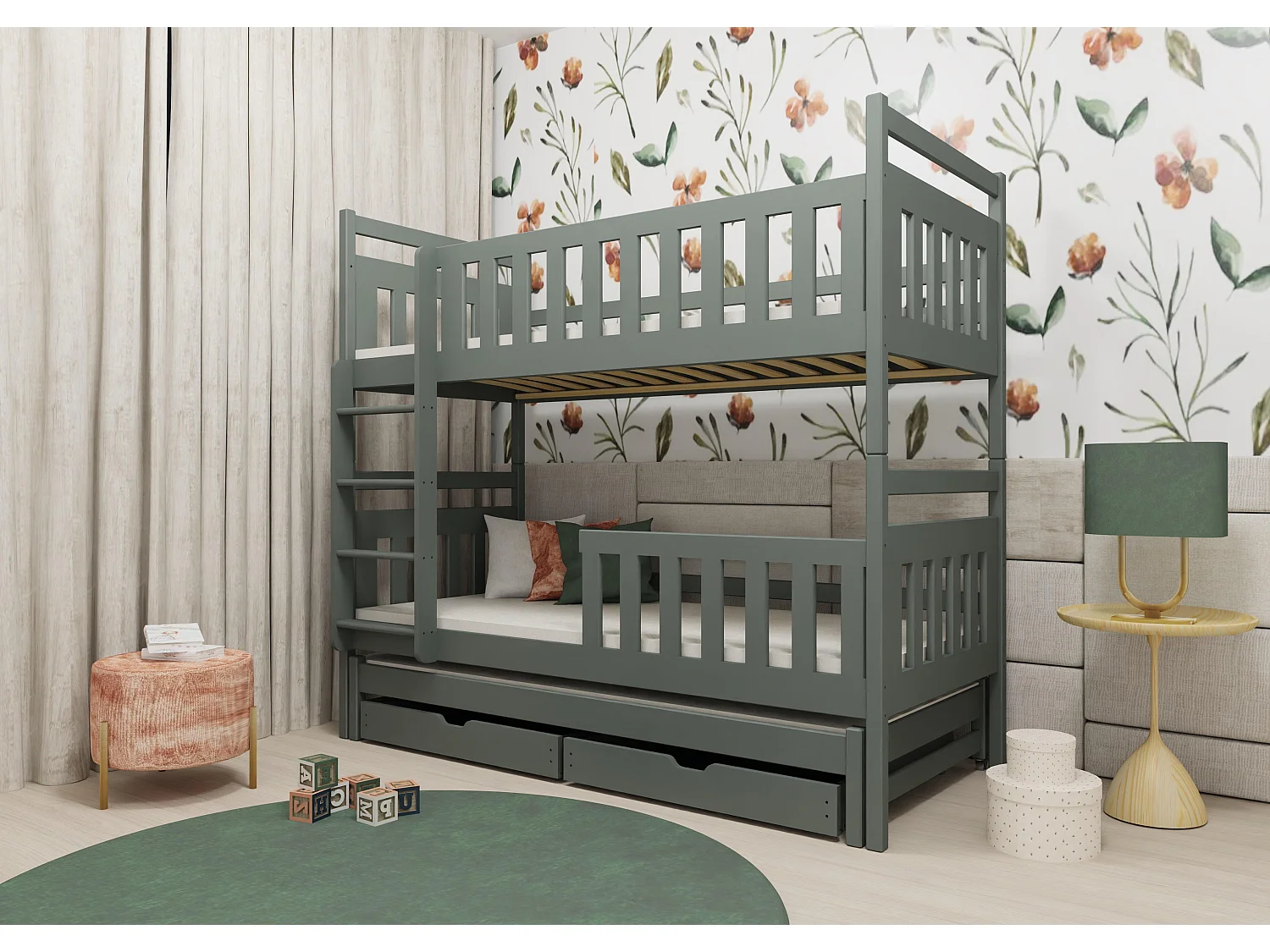 Lits superposés KLARA BB005 90x200 cm Graphite