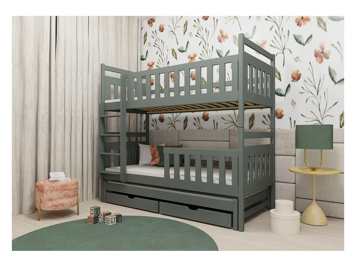 Letto a castello KLARA BB005 90x200 cm Grafite