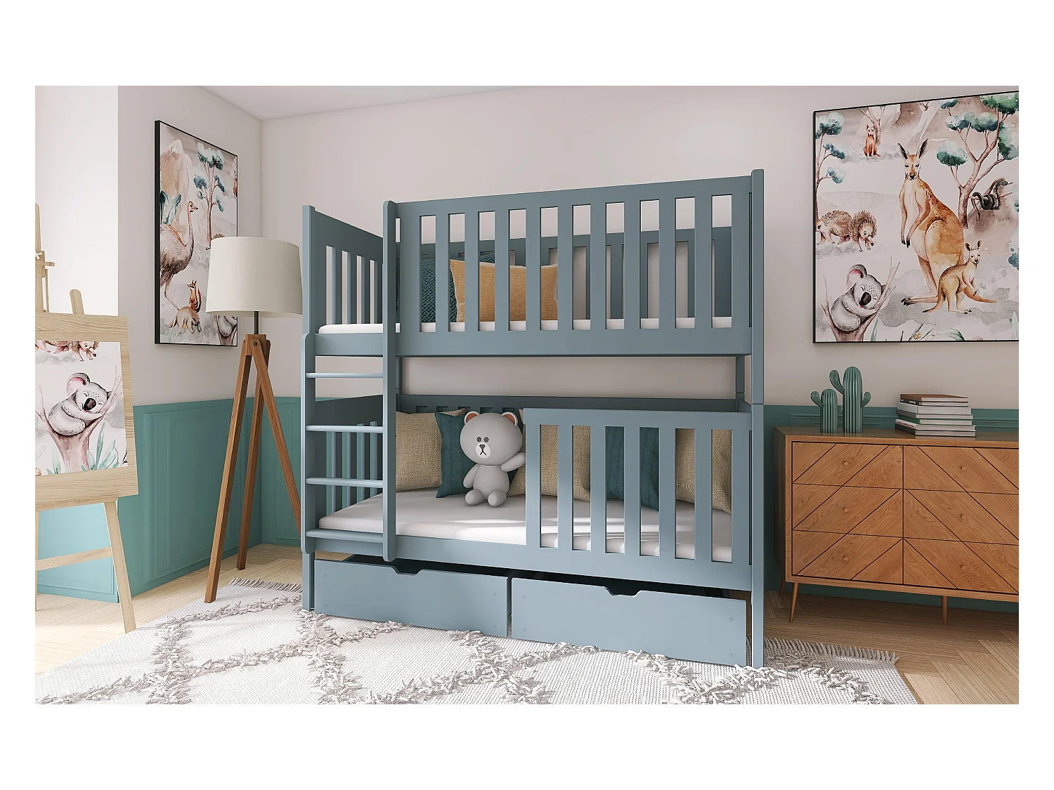 Lits superposés DAWID BB012 90x180 cm Gris