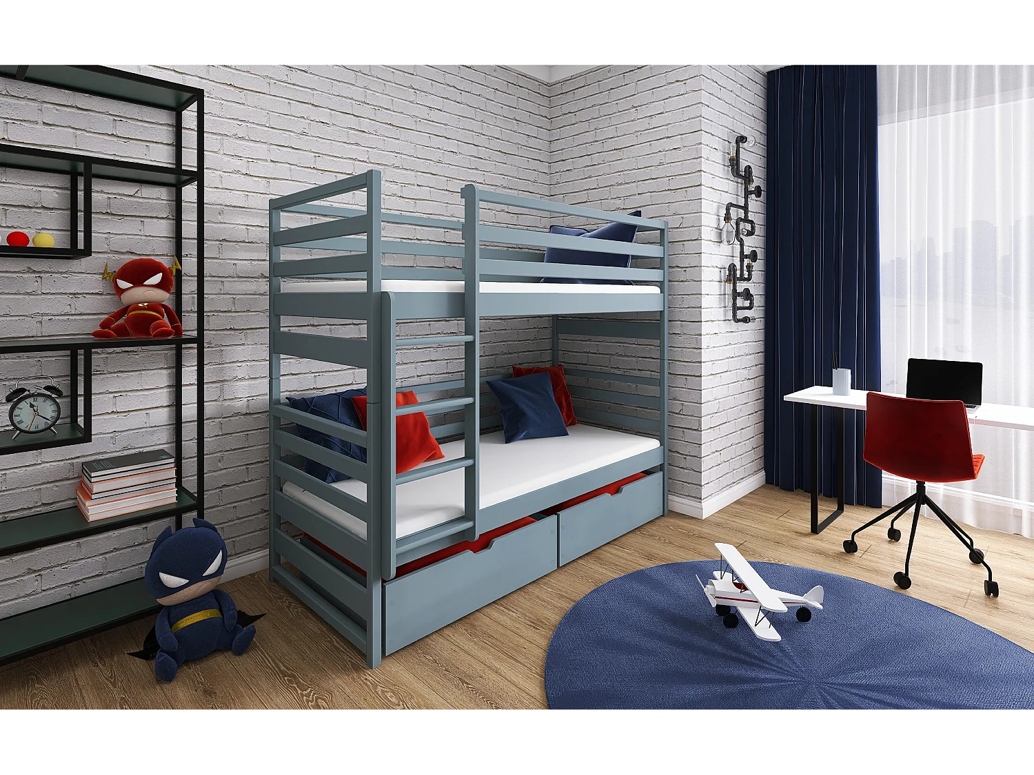 Lits superposés LOFT BB005 90x200 cm Gris