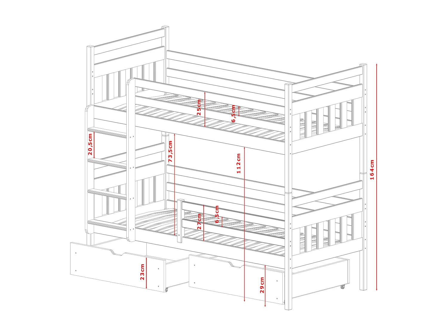 Stapelbed ADAS BB003 80x200 cm Wit