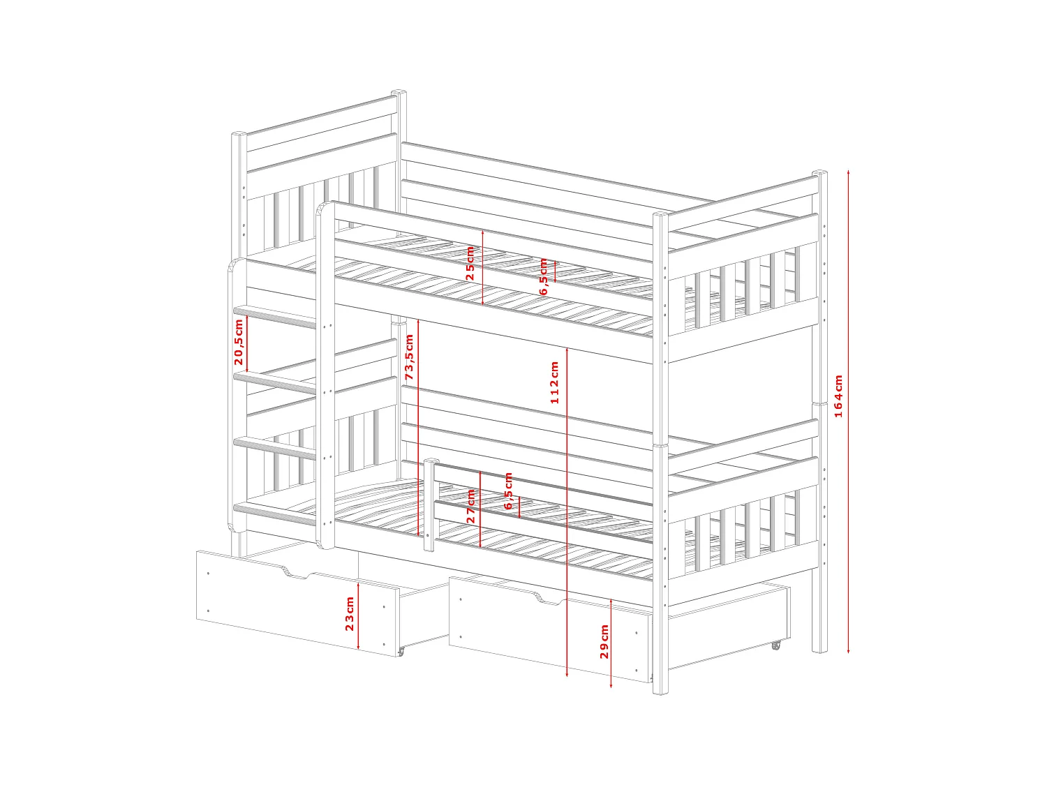 Litera ADAS BB003 80x200 cm Blanco
