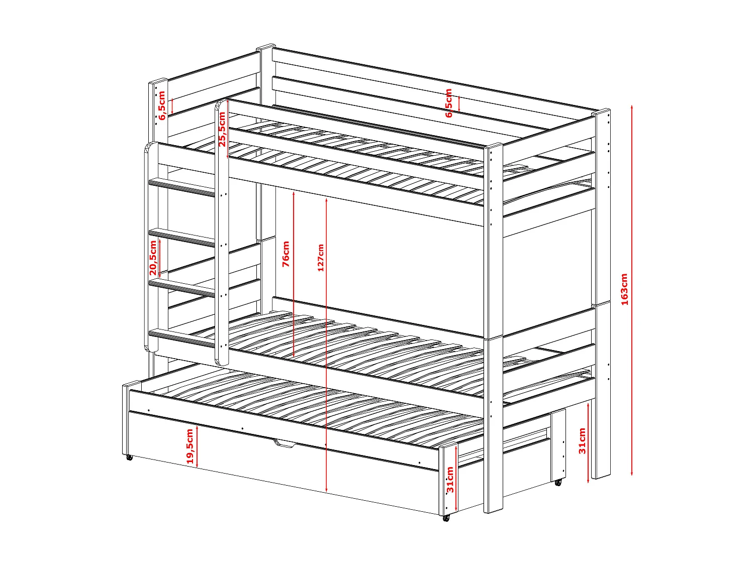 Stapelbed LESSI BB005 90x200 cm Grafiet