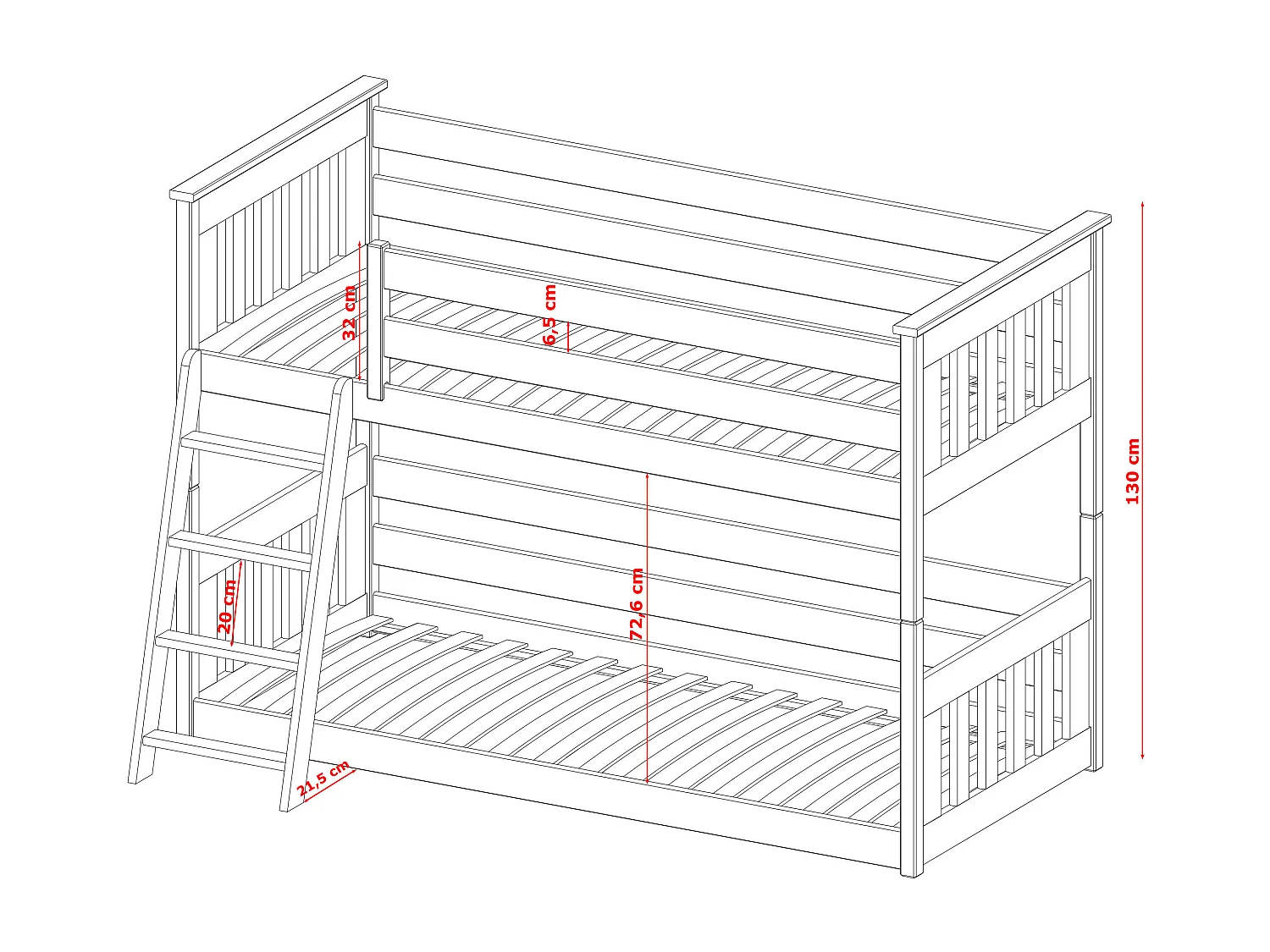 Stapelbed KEVIN BB004 90x190 cm Wit