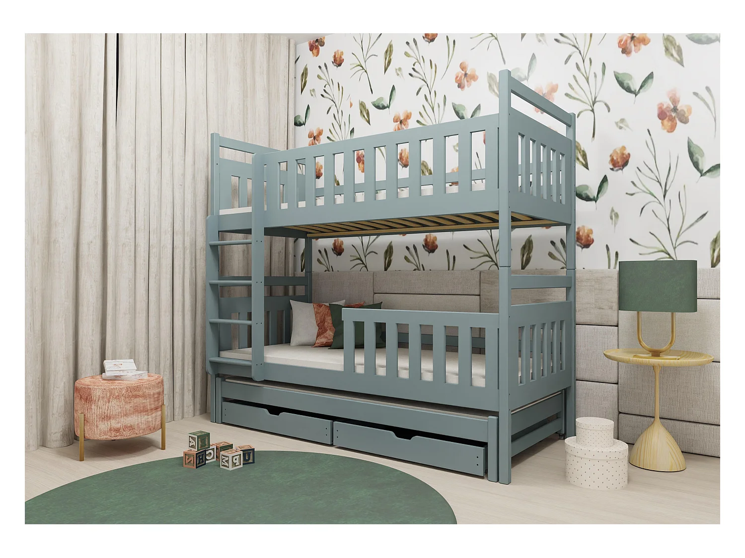 Lits superposés KLARA BB005 90x200 cm Gris