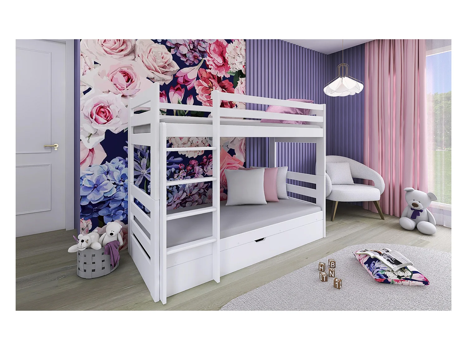 Lits superposés AYA BB002 80x180 cm Blanc
