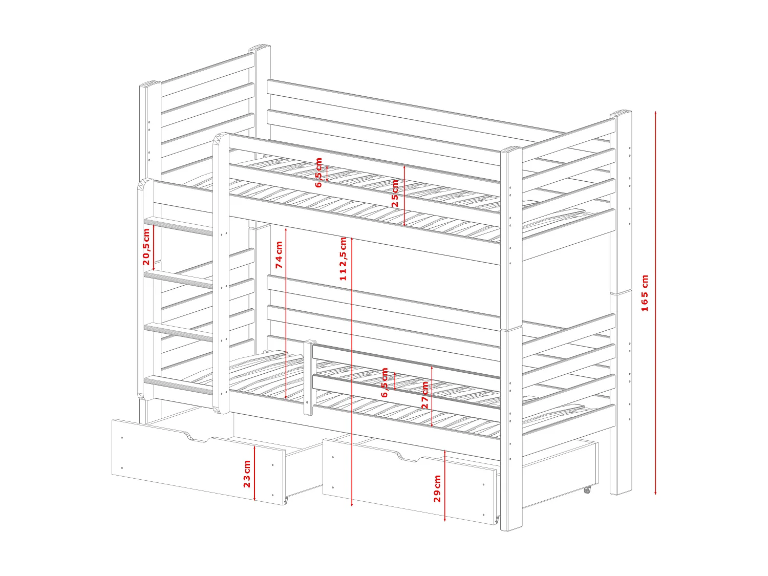 Stapelbed PATRYK BB004 90x190 cm Wit