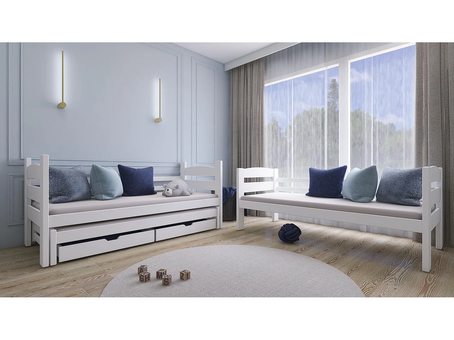 Lits superposés CEZAR BB012 90x180 cm Blanc