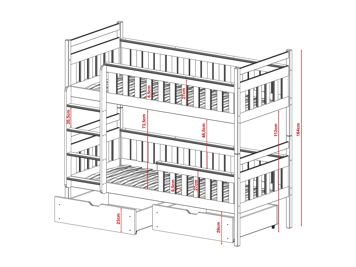 Stapelbed TEZO BB005 90x200 cm Wit