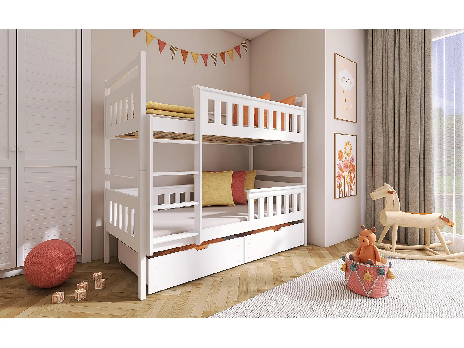 Lits superposés TEZO BB005 90x200 cm Blanc