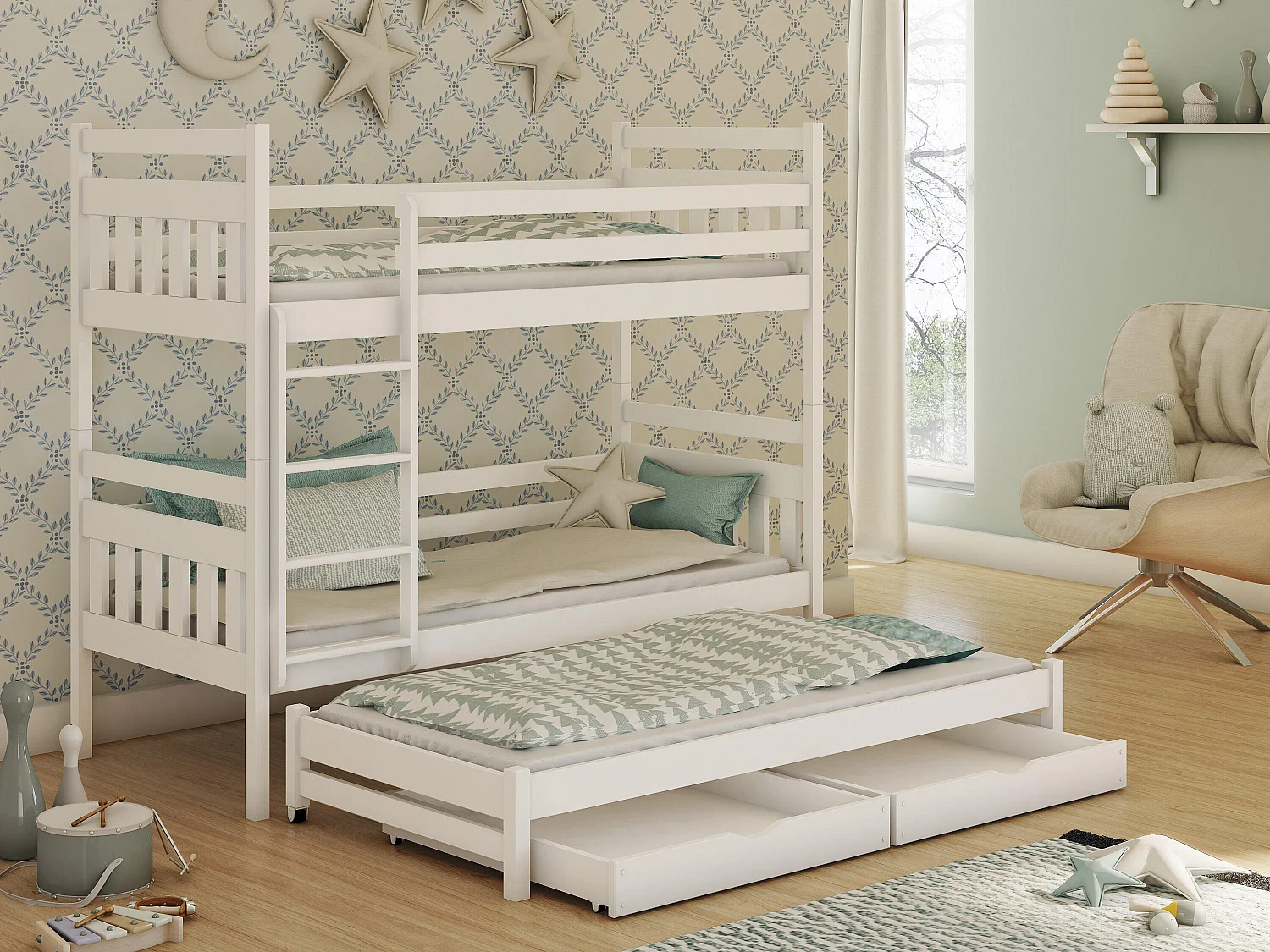 Lits superposés SEWERYN BB012 90x180 cm Blanc