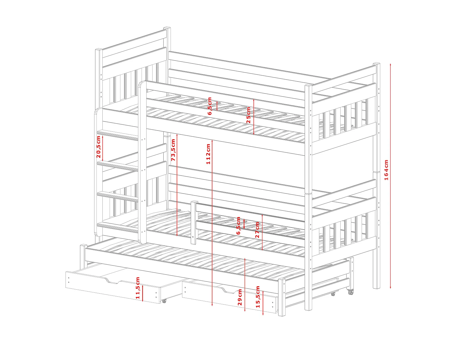 Lits superposés SEWERYN BB012 90x180 cm Blanc