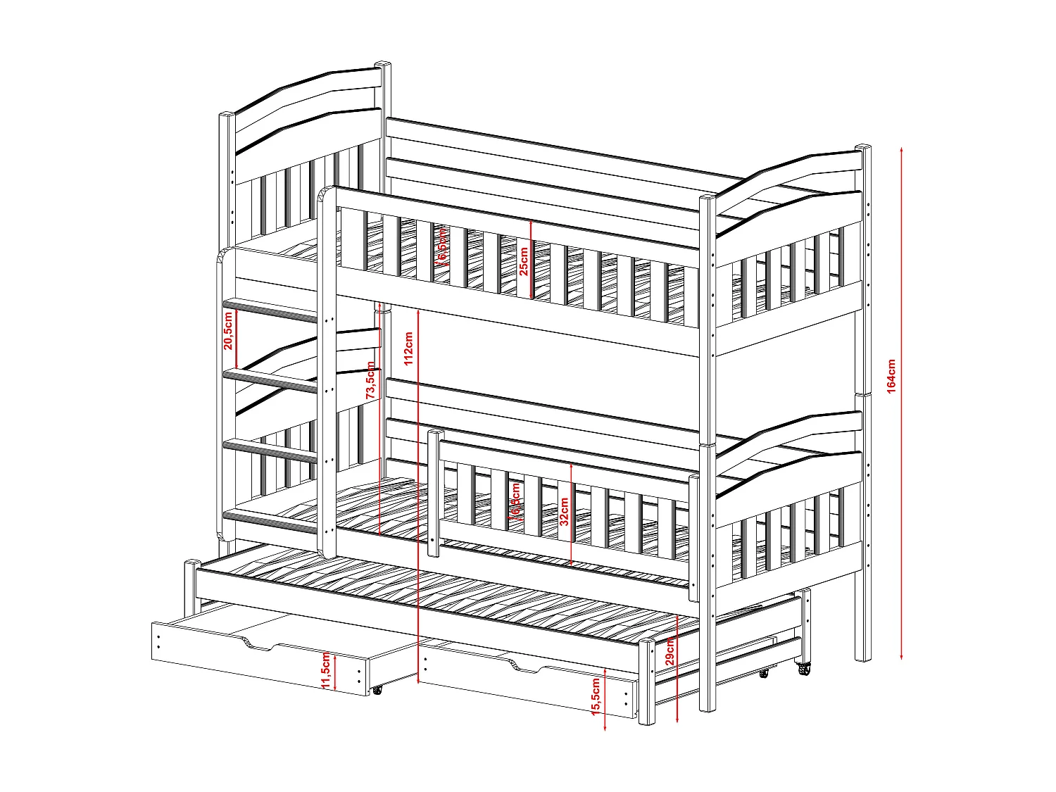 Stapelbed BLANKA BB012 90x180 cm Wit