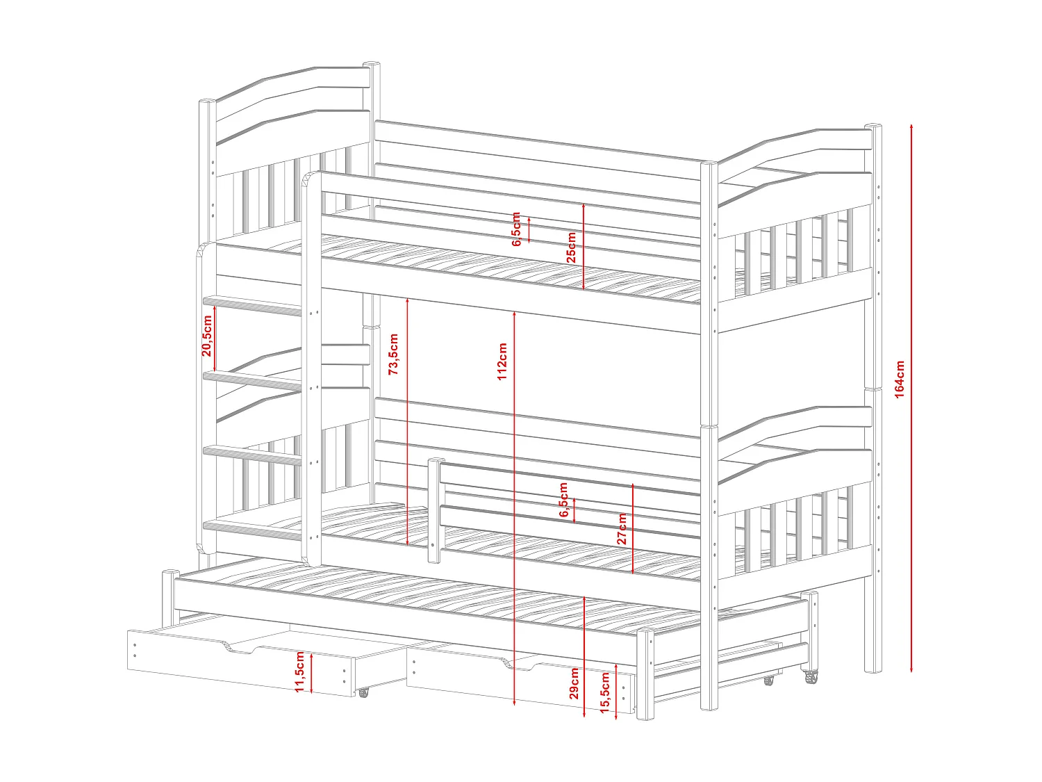 Stapelbed ALAN BB012 90x180 cm Wit