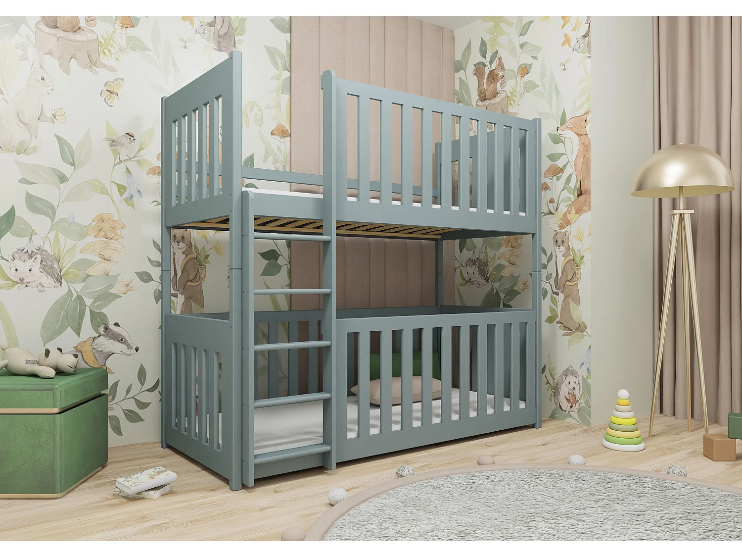 Letto a castello KONRAD BB004 90x190 cm Grigio