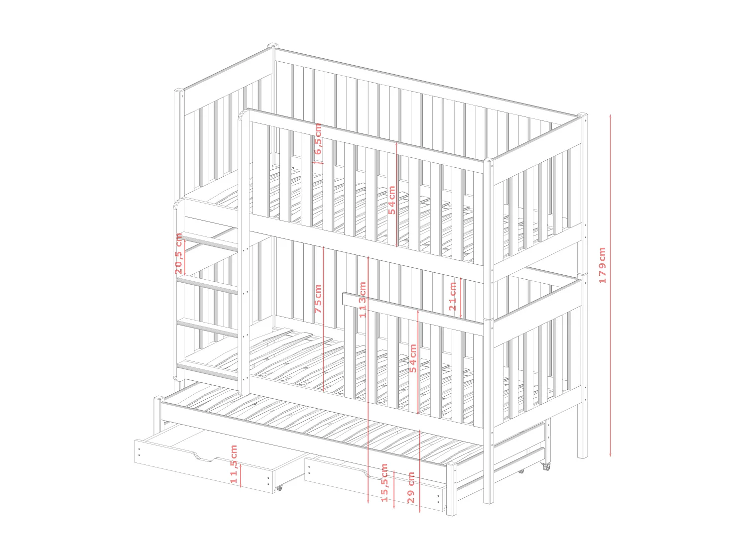 Etagenbett EMILKA BB002 80x180 cm Beige