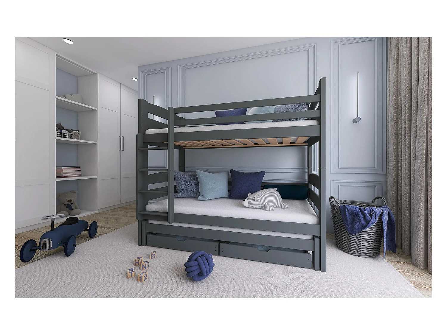 Stapelbed CEZAR BB004 90x190 cm Grafiet