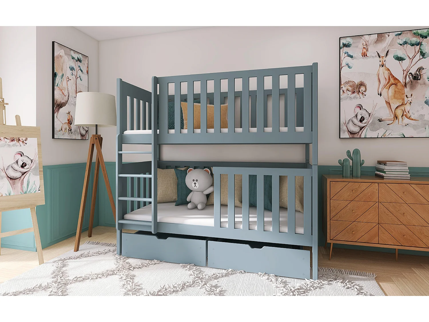 Lits superposés DAWID BB014 80x190 cm Gris