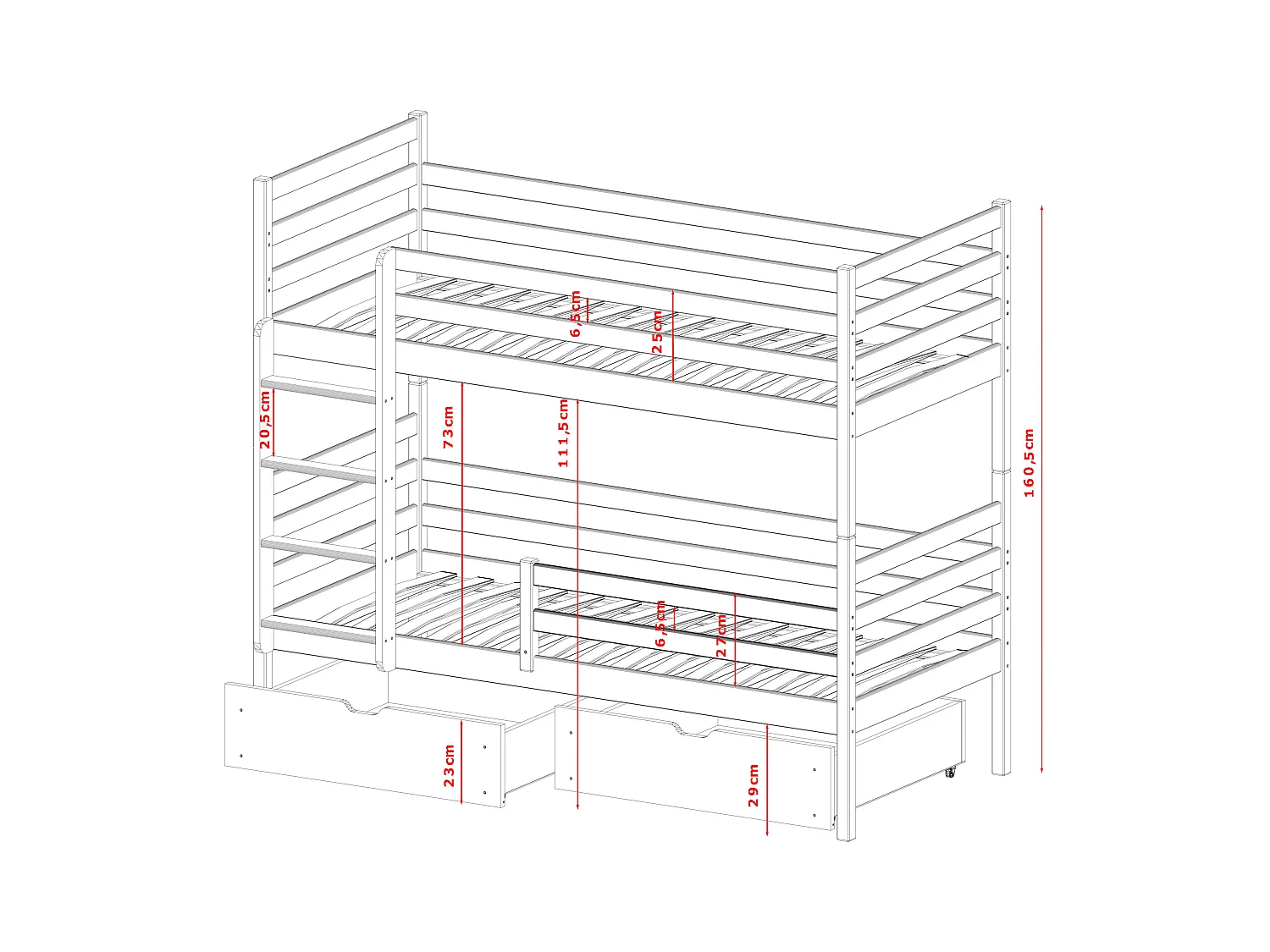 Lits superposés NEMO BB004 90x190 cm Gris