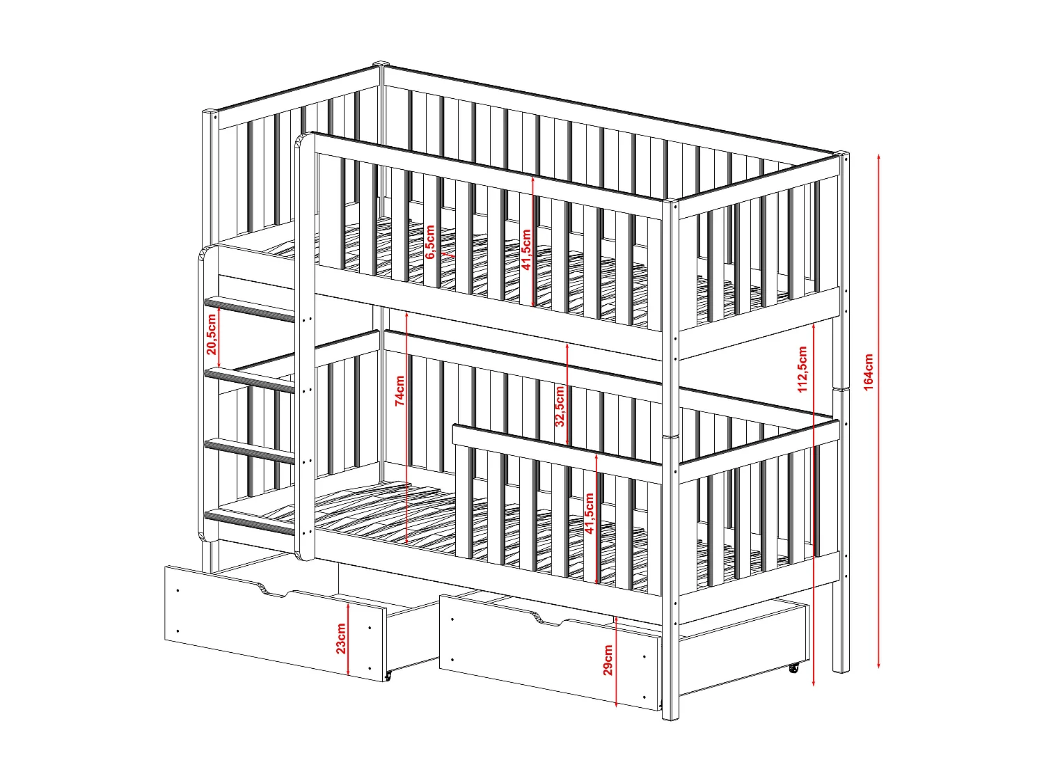 Lits superposés MICHALINA BB002 80x180 cm Blanc