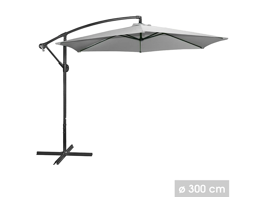 Vrijhangende ronde parasol lichtgrijs - Diameter 300 cm