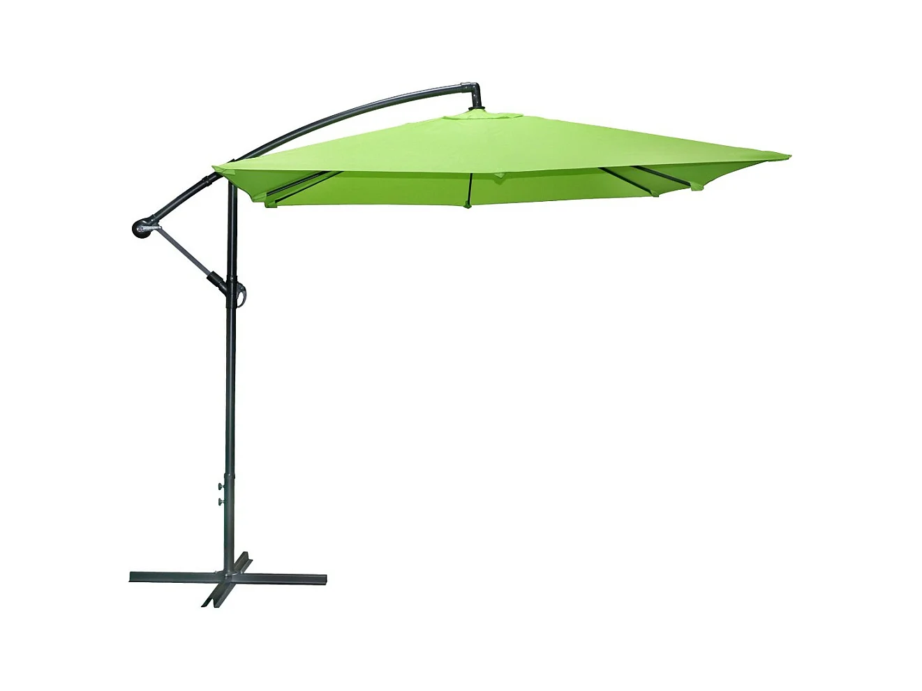 Parasol déporté carré vert pomme 250x250x250 cm – Toile polyester 180 g/m² déperlante