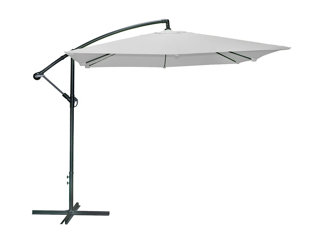 Parasol déporté carré gris clair 250x250x250 cm – Toile polyester 180 g/m² déperlante