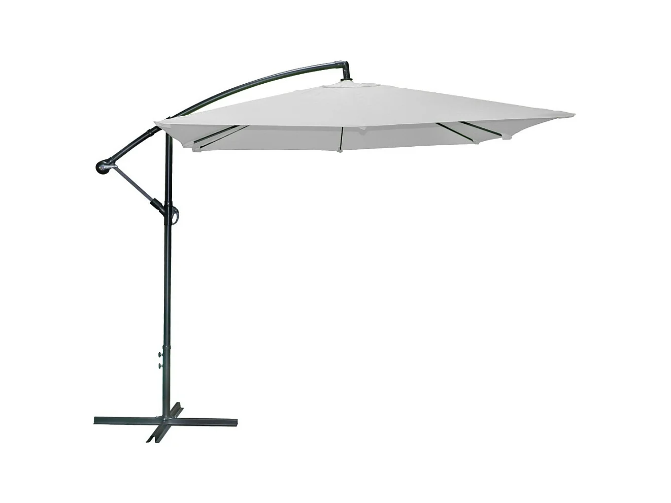 Parasol déporté carré gris clair 250x250x250 cm – Toile polyester 180 g/m² déperlante