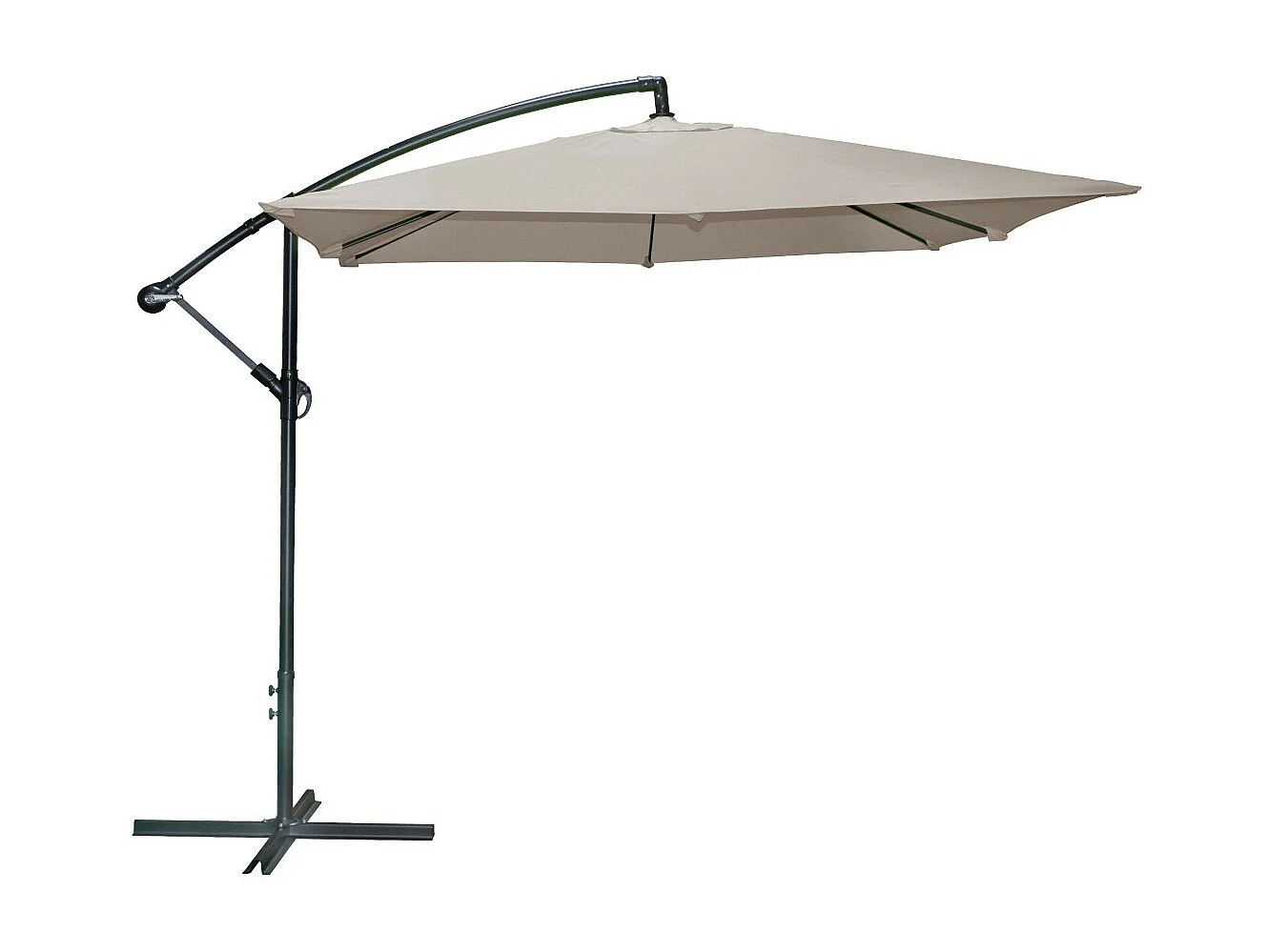 Parasol déporté carré taupe 250x250x250 cm – Toile polyester 180 g/m² déperlante