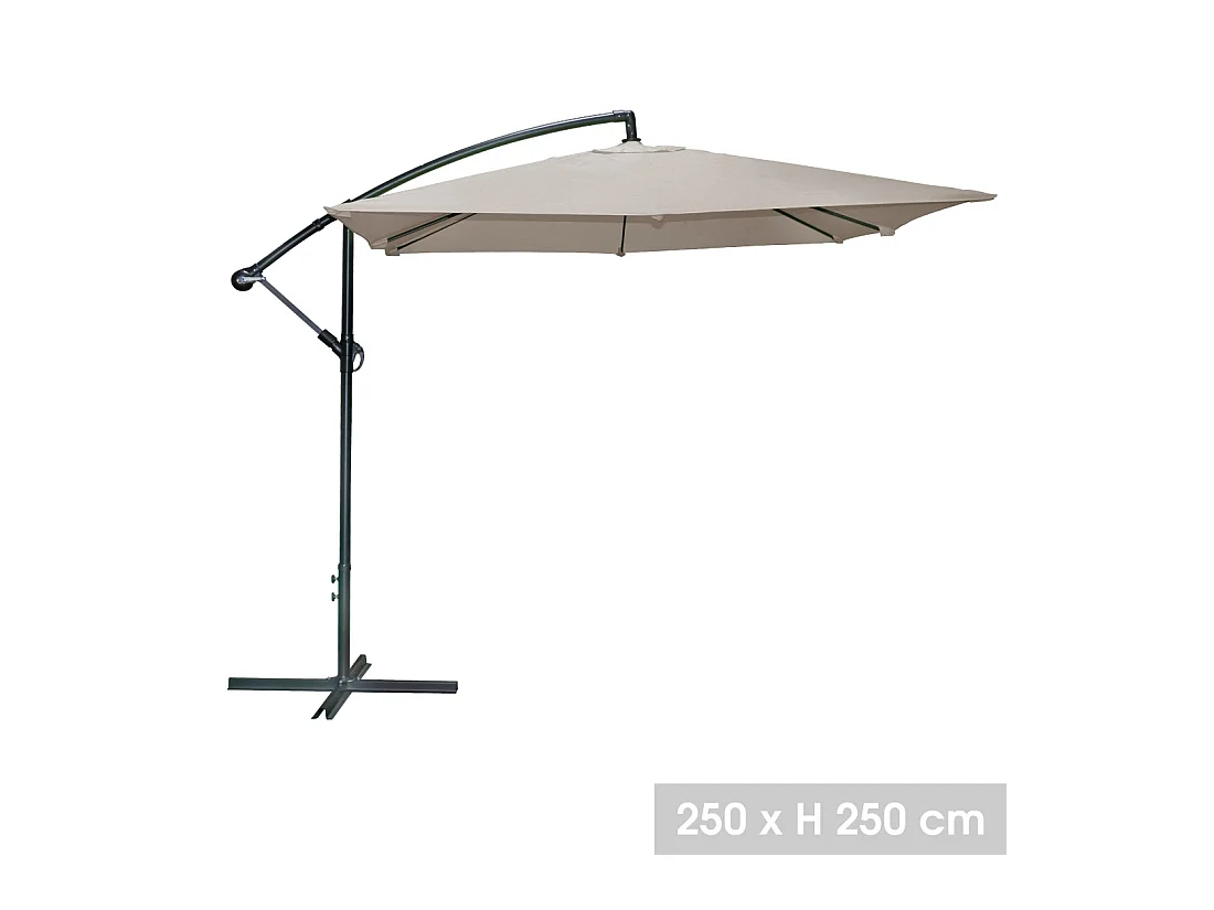 Parasol déporté carré taupe 250x250x250 cm – Toile polyester 180 g/m² déperlante