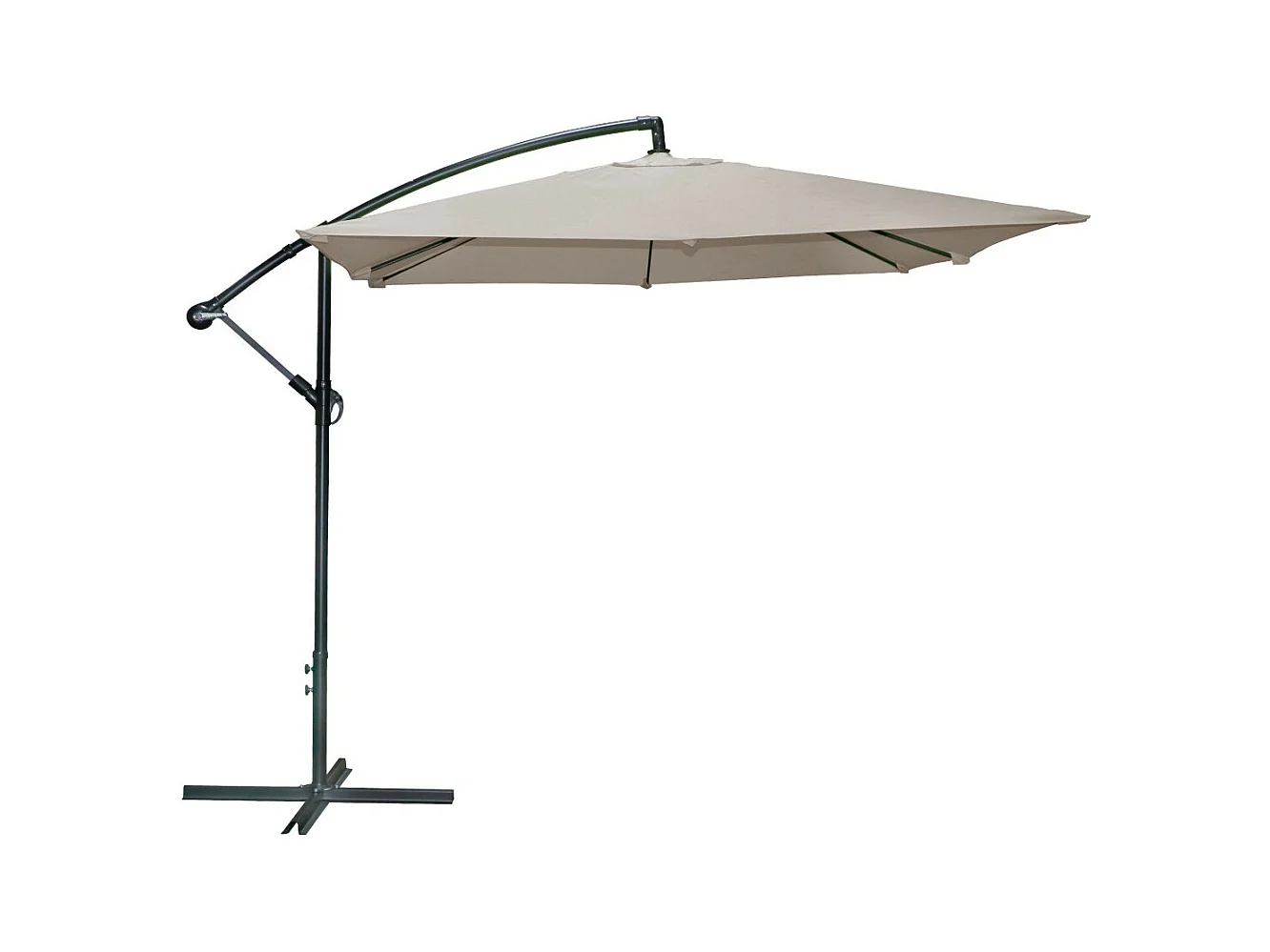 Parasol déporté carré taupe 250x250x250 cm – Toile polyester 180 g/m² déperlante