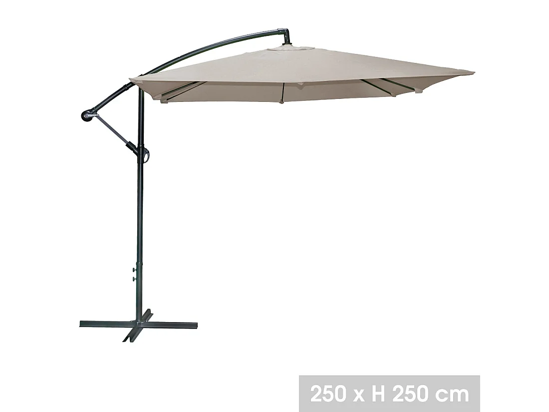 Parasol zijarm vierkant taupe 250x250x250 cm - Waterafstotend polyester doek 180 g/m²
