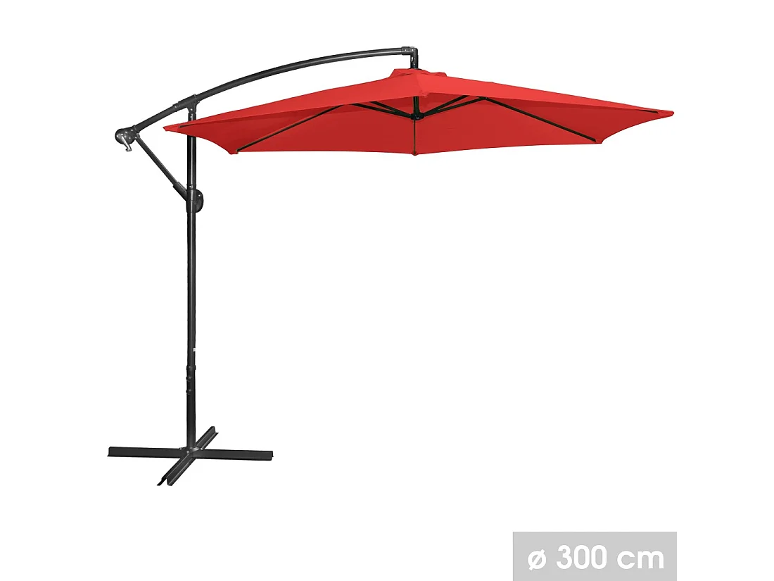 Rode zweefparasol rond - Diameter 300 cm