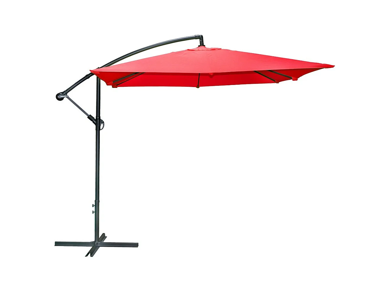 Parasol déporté carré rouge 250x250x250 cm – Toile polyester 180 g/m² déperlante