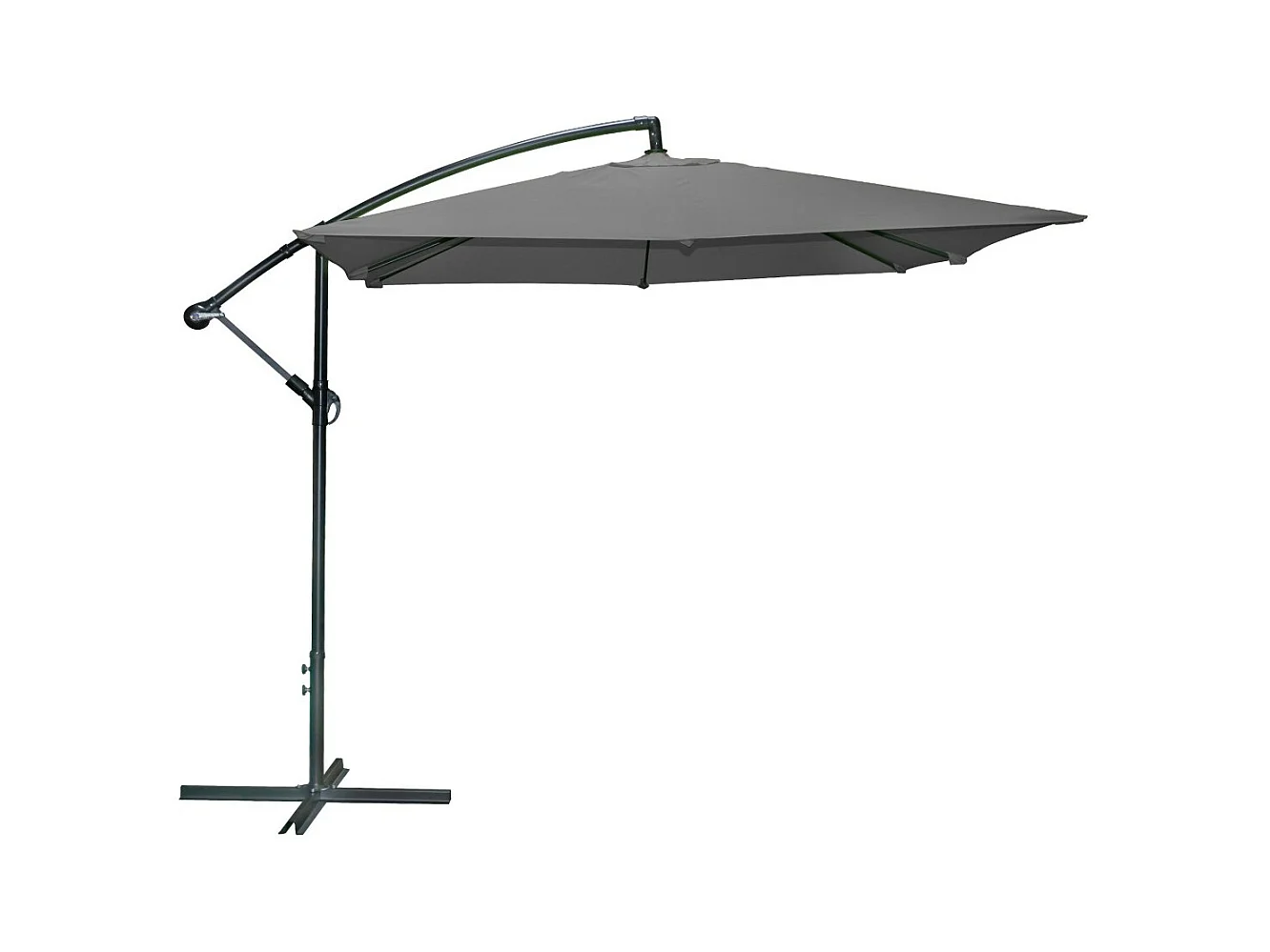 Parasol déporté carré gris anthracite 250x250x250 cm – Toile polyester 180 g/m² déperlante