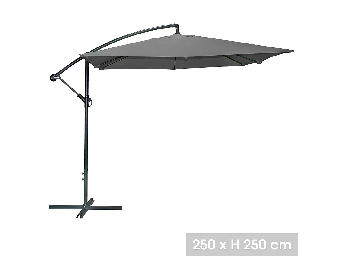 Vierkante zweefparasol in antracietgrijs 250x250 cm