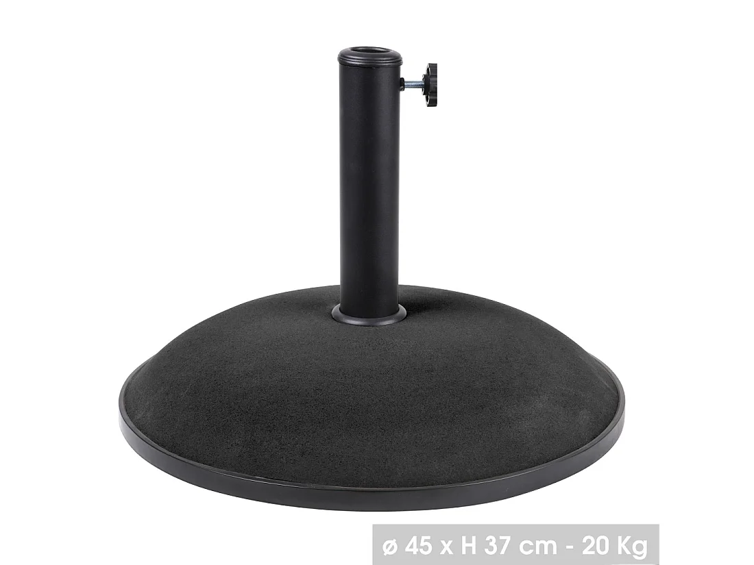 Parasolvoet in donkergrijs cement 20 kg - Afmetingen 45x37 cm, binnendiameter 35/38/48 mm