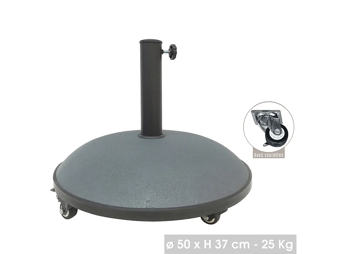 Schirmständer aus dunkelgrauem Zement 25 kg – Maße 50x37 cm, Innendurchmesser 35/38/48 mm