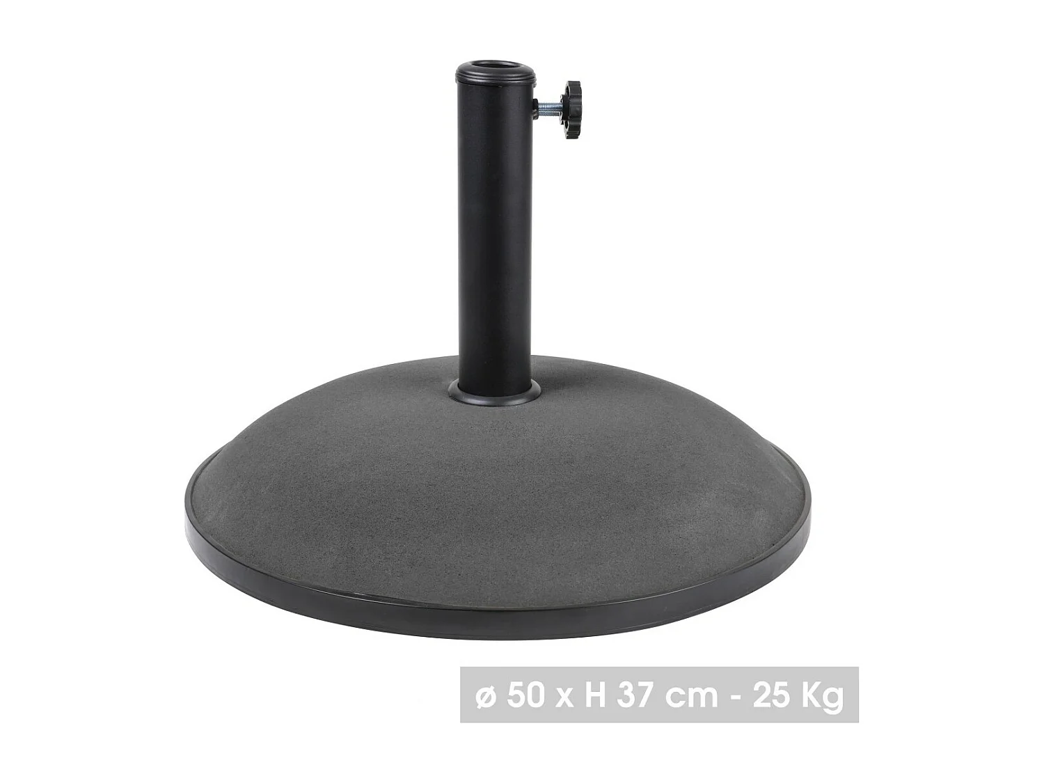 Parasolvoet in donkergrijs cement 25 kg - Afmetingen 50x37 cm, binnendiameter 35/38/48 mm