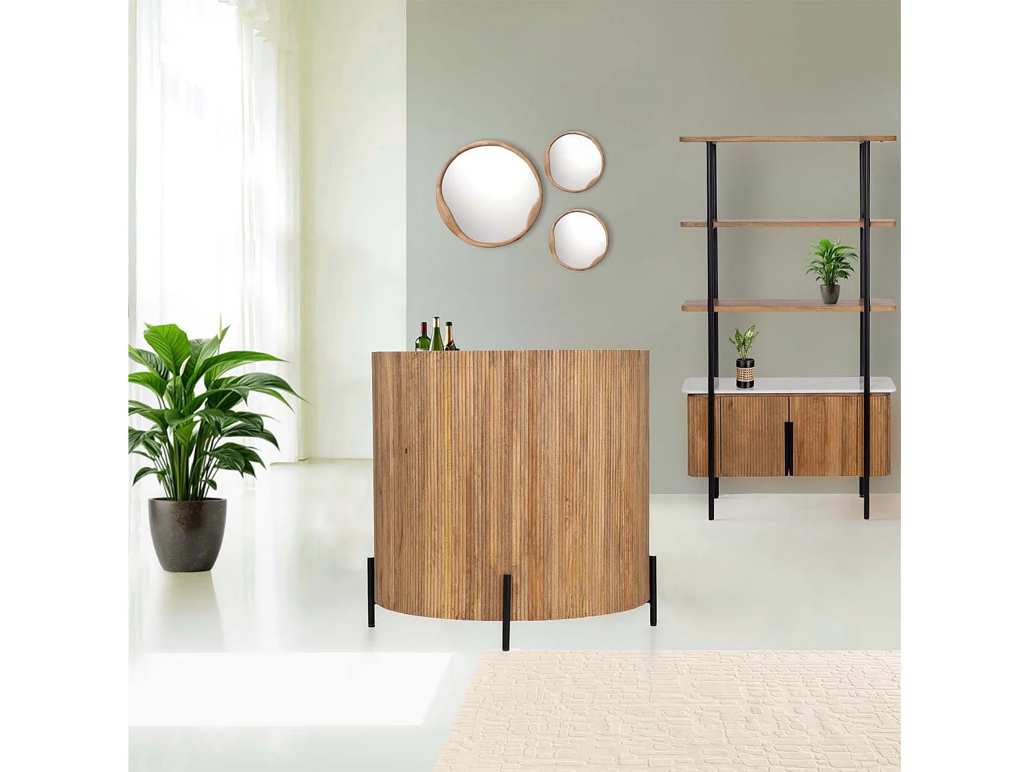 Bar demi lune plateau marbre blanc | Manguier Kfir II