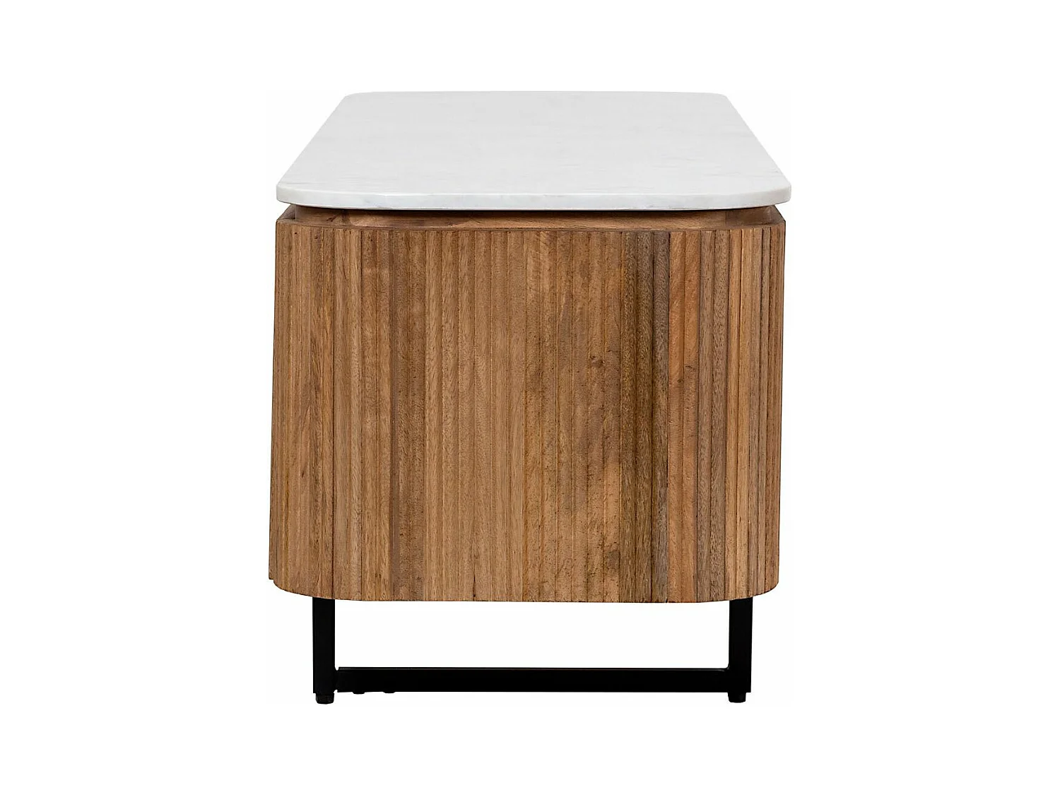 Meuble TV bas 4 portes plateau marbre blanc | Manguier Kfir II