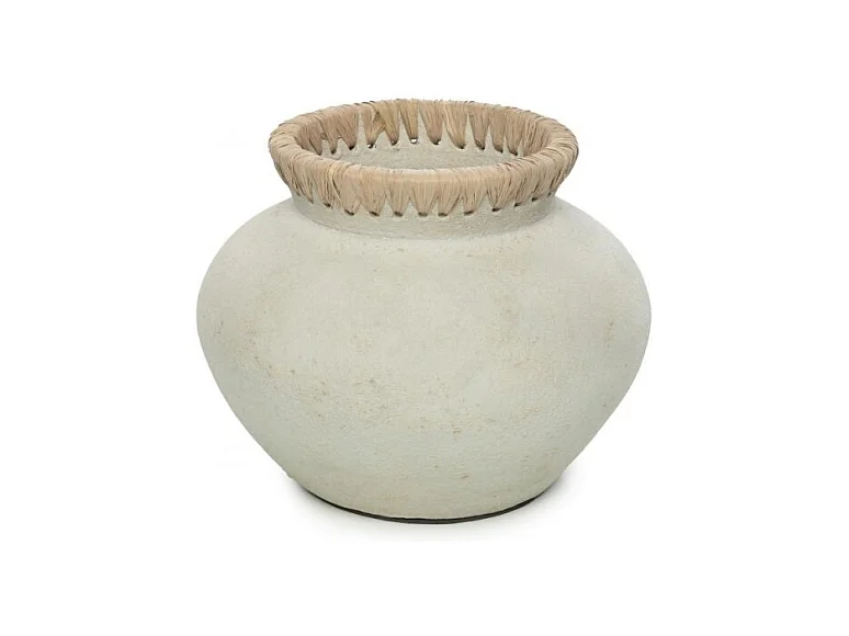 Vase rond avec col en terre cuite naturelle 25x25x19 cm
