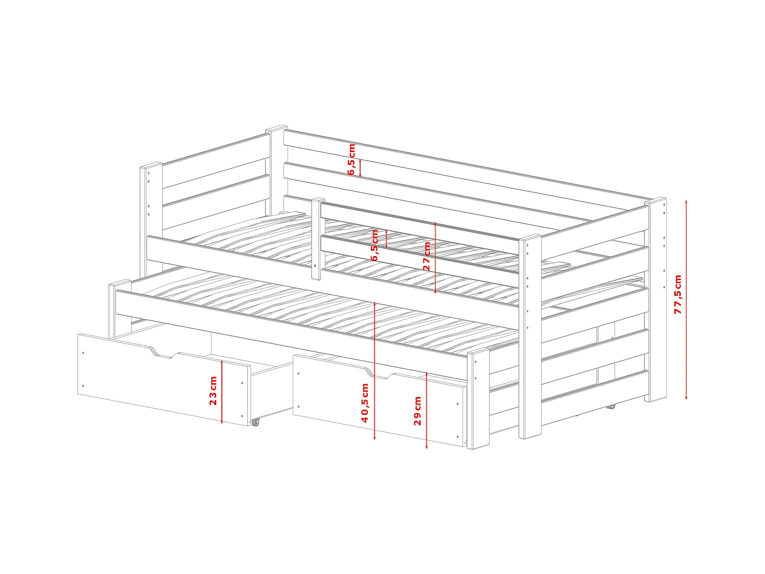 Bed KUBUS KSB014 80x190 cm Wit