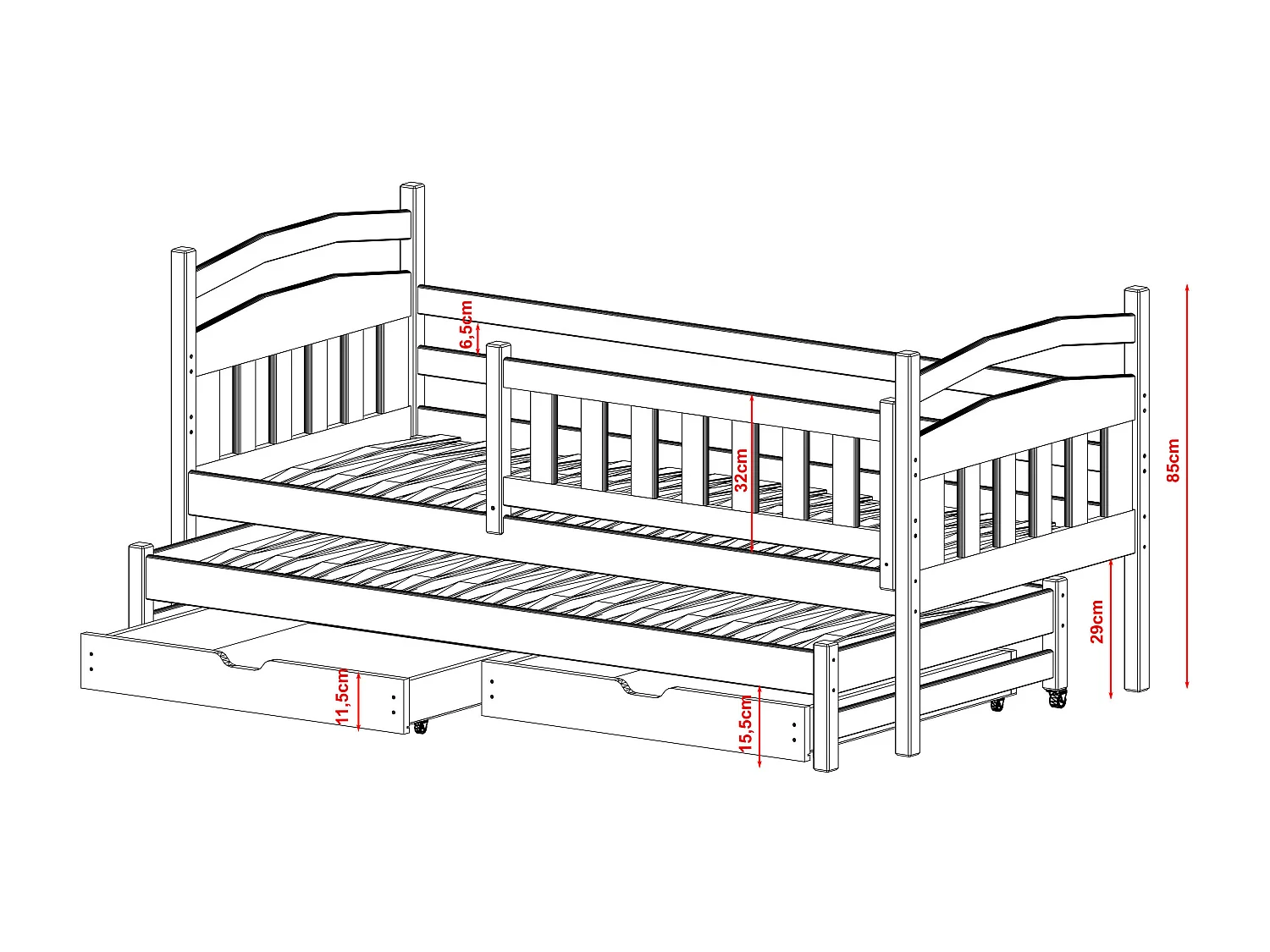 Bed GALAXY KSB004 90x190 cm Grafiet