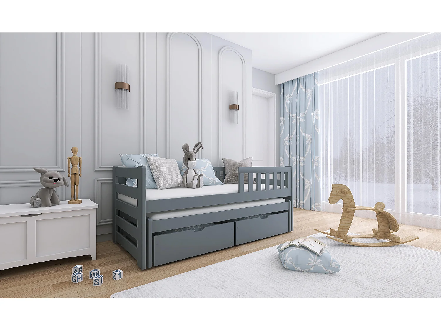 Letto singolo BOLKO KSB002 80x180 cm Grigio