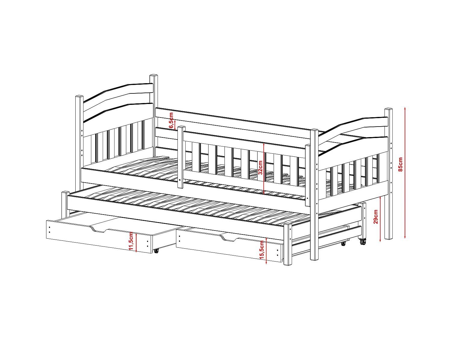 Bed GALAXY KSB014 80x190 cm Wit