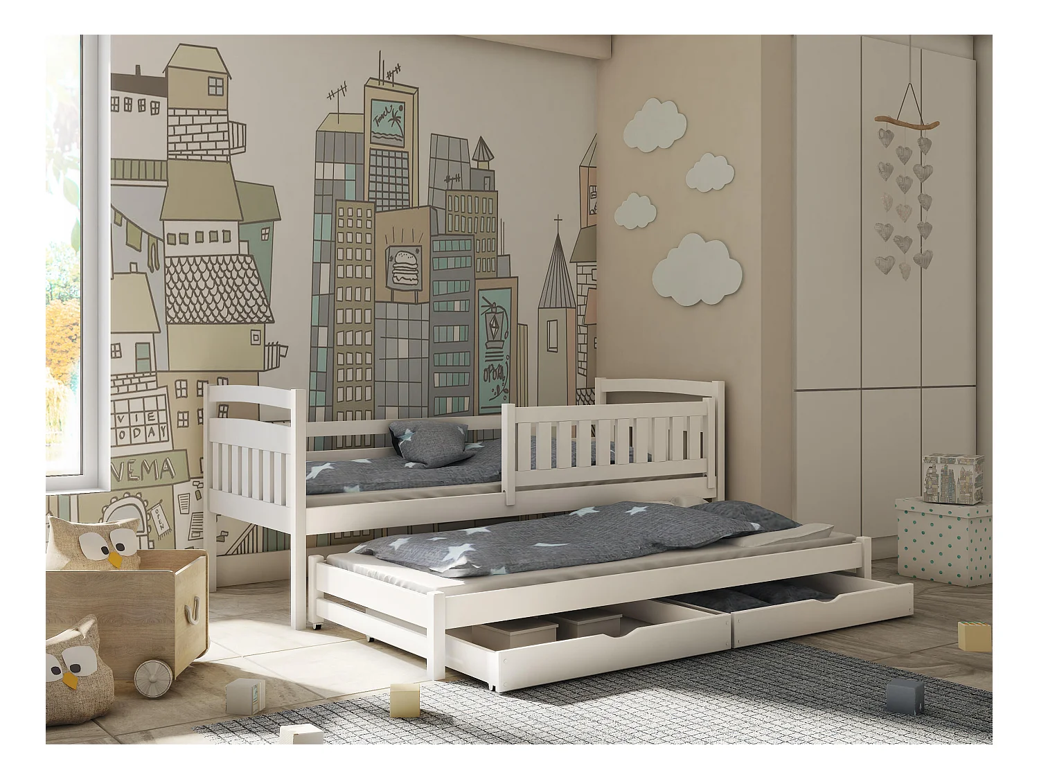 Lit enfant GALAXY KSB004 90x190 cm Blanc